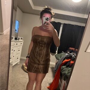 Privy Brown Strapless Dress